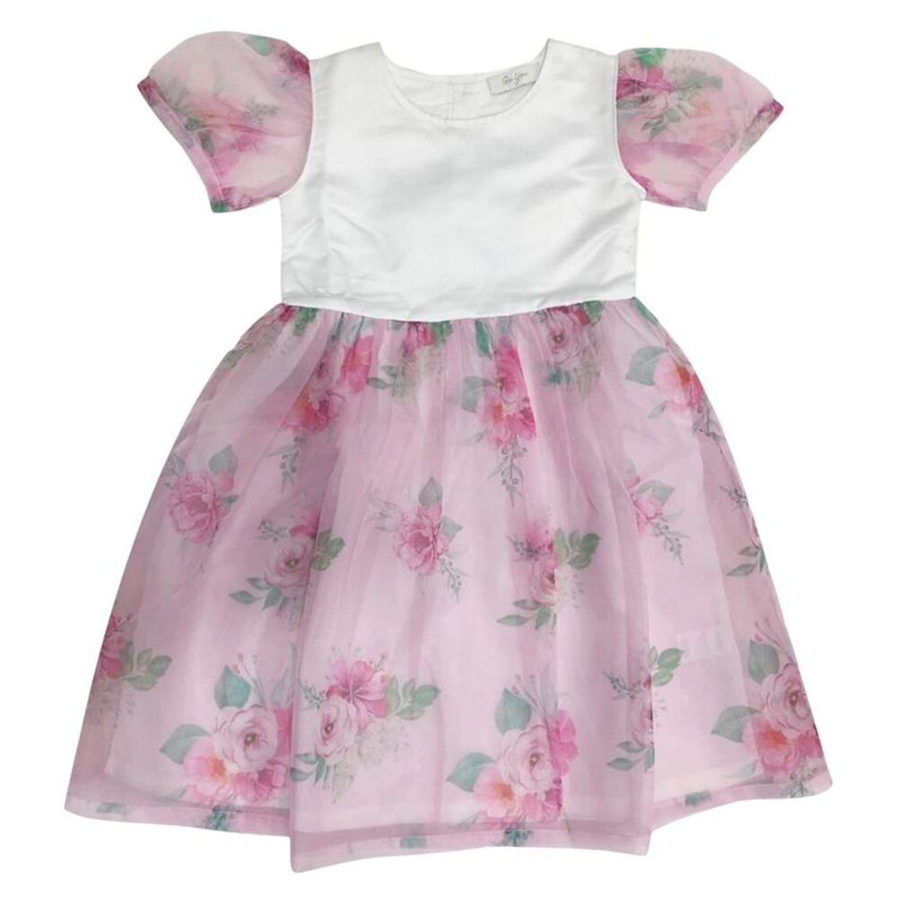 Be You Girls Floral Puff Sleeve Mini Dress / Floral/Multicolored Print